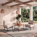 3-Piece Patio Conversation Set, Outdoor Sectional Sofa Wicker Furniture by Mugovelo