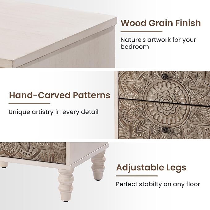 HOMPUS White Nightstands Set 2, Vintage Nightstands - Image 5