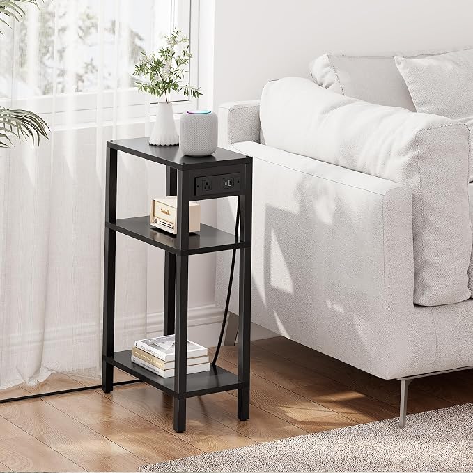 TUTOTAK Narrow Side Table with Charging Station, Small End Table with USB Ports - Image 7