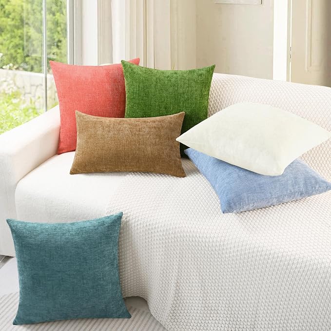 CaliTime Throw Pillow Covers Decorative 16 X 26 Inches Pack of 2 Cozy Chenille - Image 4