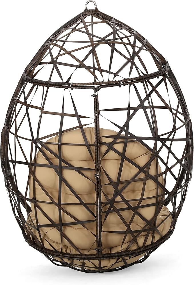 Christopher Knight Home Isaiah Indoor/Outdoor Wicker Tear Drop Hanging Chair - Image 10