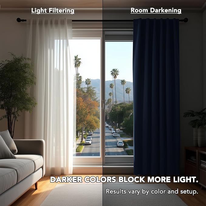 Deconovo Blackout Curtains, Thermal Insulated, W70 x L84 2 Panels, Back Tab - Image 3