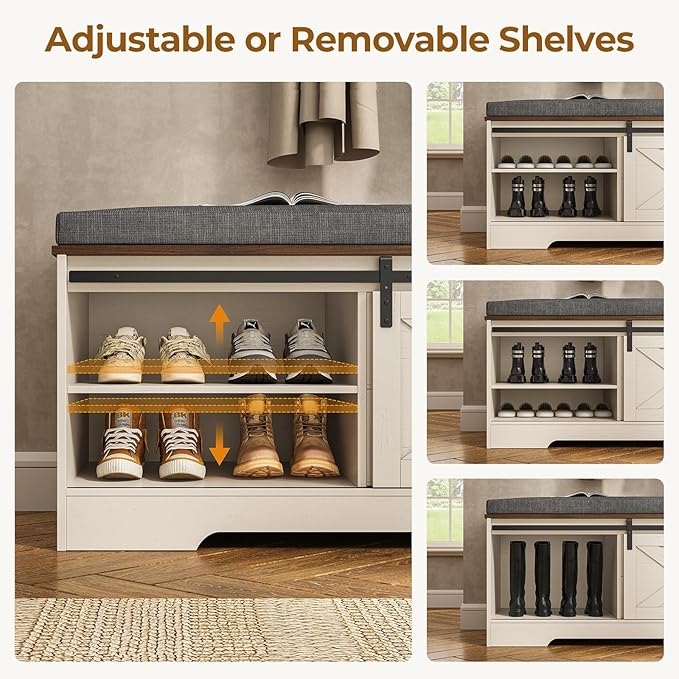 UPOSOJA 60“ Farmhouse Storage Bench - Image 4