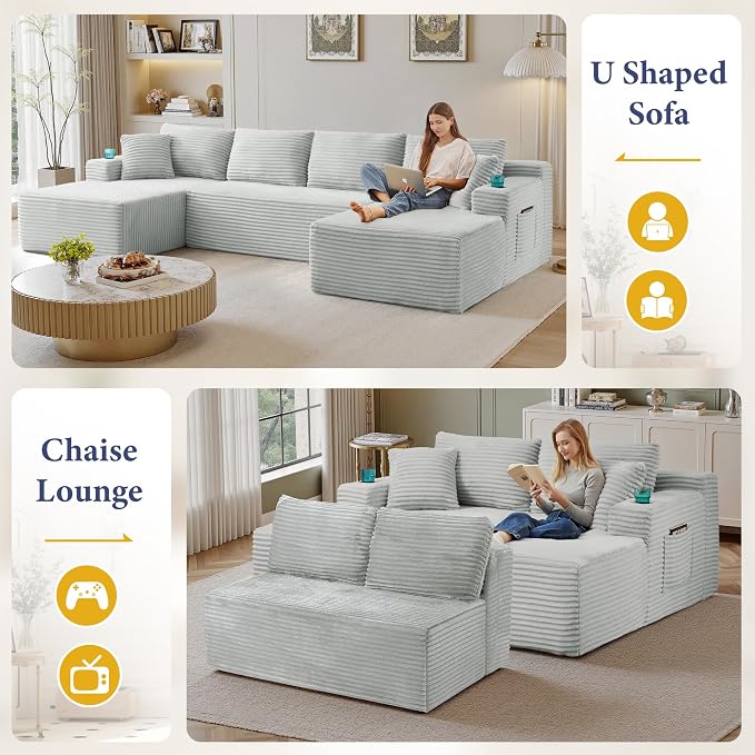 133" Sectional Couches for Living Room Cloud Couch Sofa - Image 3
