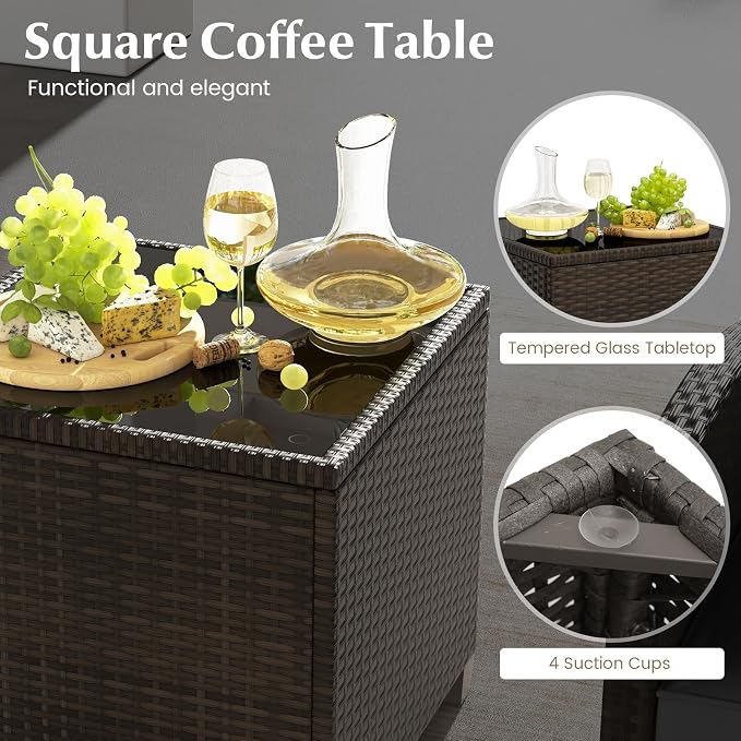 Tangkula 5 Pieces Patio Conversation Set, PE Wicker Rattan Outdoor Furniture Set - Image 6