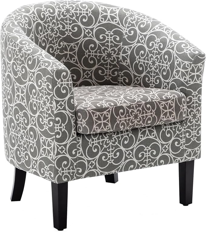 BELLEZE Accent Barrel Chair, Linen Round Chair Club Tub Sofa Corner Chair by BELLEZE