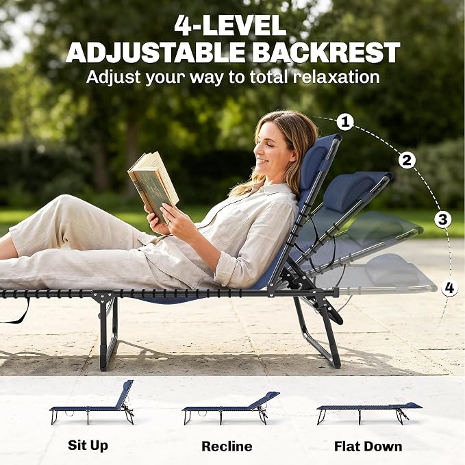 Outsunny Folding Chaise Lounge Chair Set of 2, Patio Sun Tanning Chair - Image 4