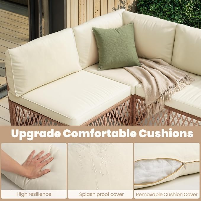 Pamapic 7-Piece Wicker Outdoor Furniture Set, Boho Sectional Sofa Patio - Image 6