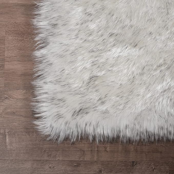 Latepis Small Circle Rug Round Rug 4ft Faux Sheepskin Fur Rug White - Image 5