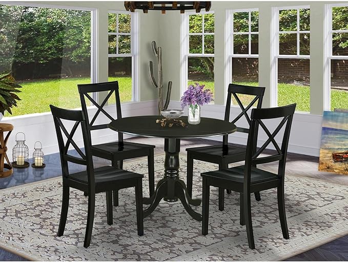 East West Furniture DLBO5-BLK-W 5 Piece Dinette Set - Image 6