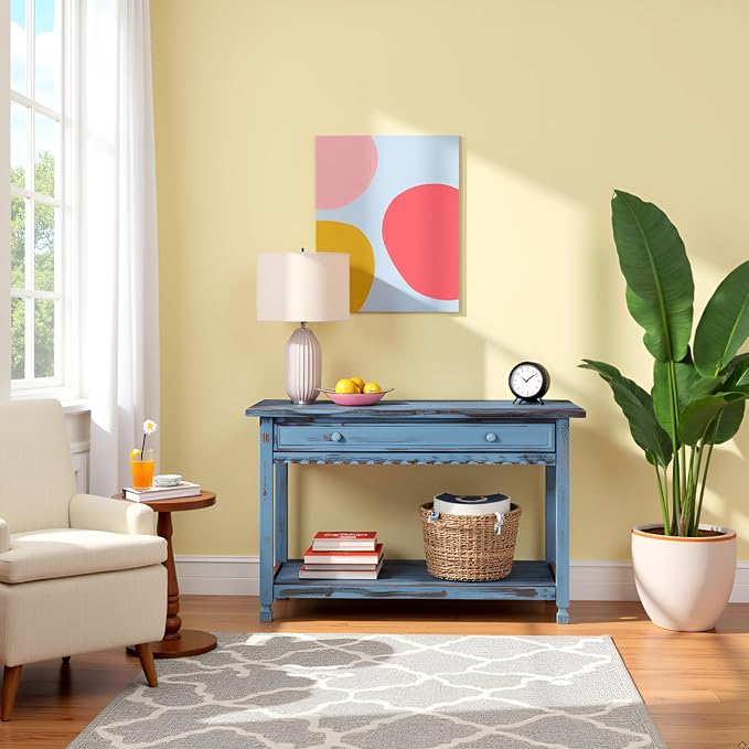 Alaterre Furniture Rustic Cottage Media Console Table, Antique Blue - Image 7