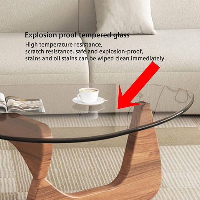 EASYSOUL Modern Glass Coffee Table, 32.68" D x 22.44" W x 15.75" H, Abstract - Image 5