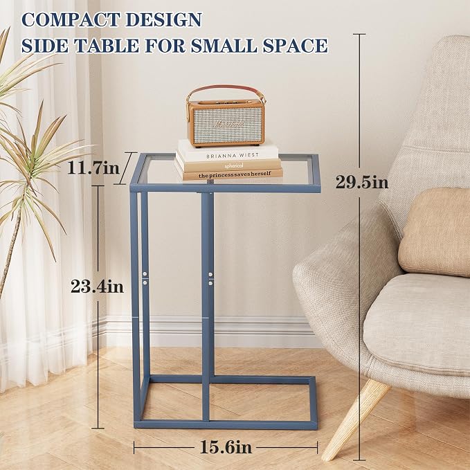 Easy Paws C Table End Table Set of 2, Glass Couch Side Table, Tempered Glass - Image 3