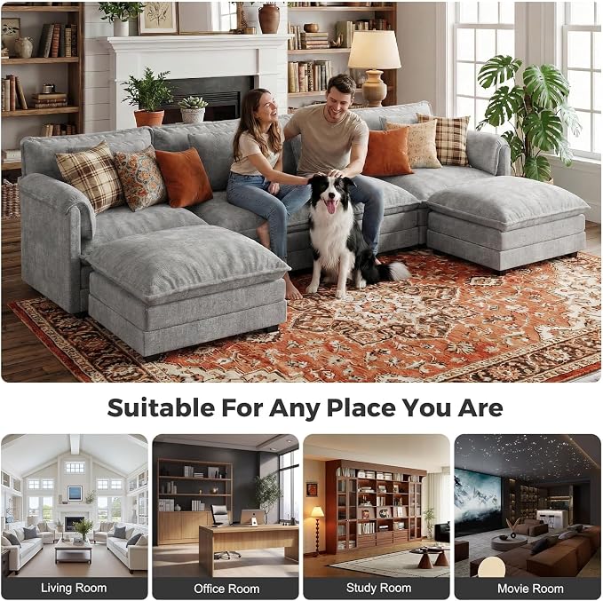 ELUCHANG Oversized 153" Modular Sectional Sofa, Comfy Cloud Couch, L Shaped - Image 3