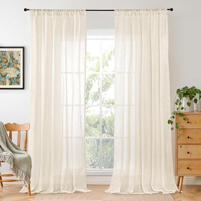 BGment Beige Linen Curtains 84 Inch Length by BGment