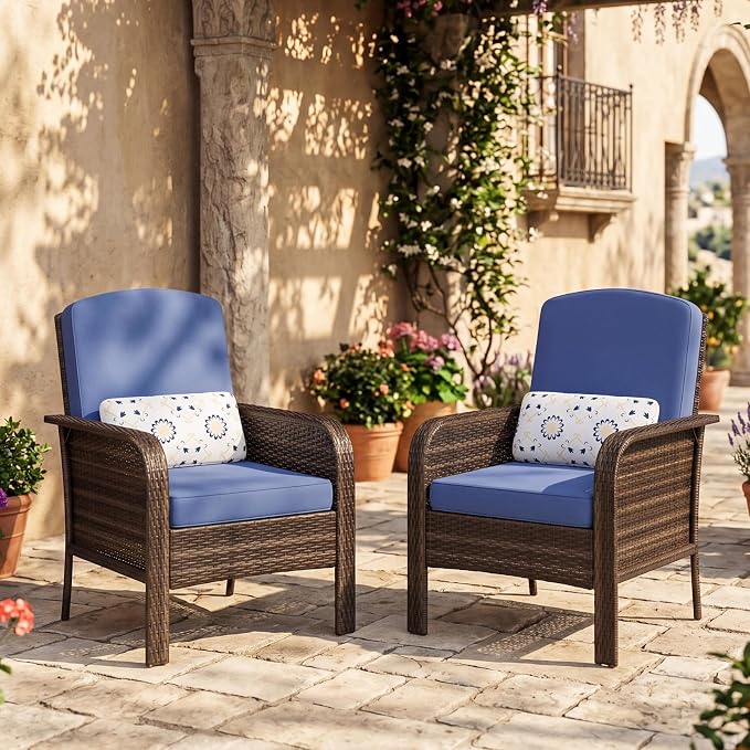 GarveeHome 2-Piece Outdoor Patio Furniture Set, All-Weather Rattan Chairs by GarveeHome