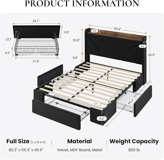 SHA CERLIN Full Size Bed Frame - Image 2