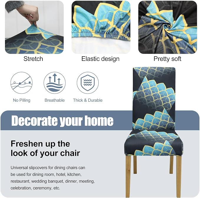 BIETYONE Stretch Dining Chair Covers Set of 4, Soft Removable Washable Kitchen - Image 3