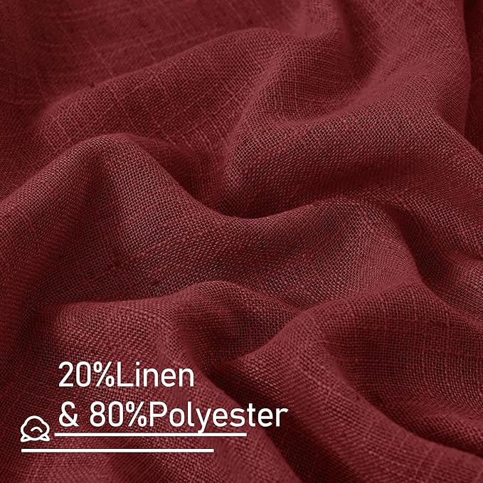 LAMIT Red Sheer Linen Curtains 45 Inch Length, Linen Textured Light Filtering - Image 3
