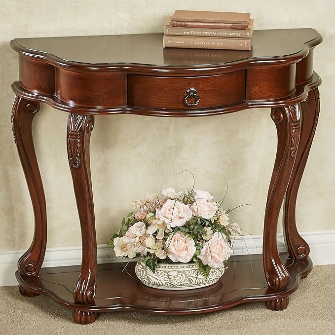 Touch of Class Eudora Natural Cherry Console Table | Half Round Wooden Vintage - Image 2