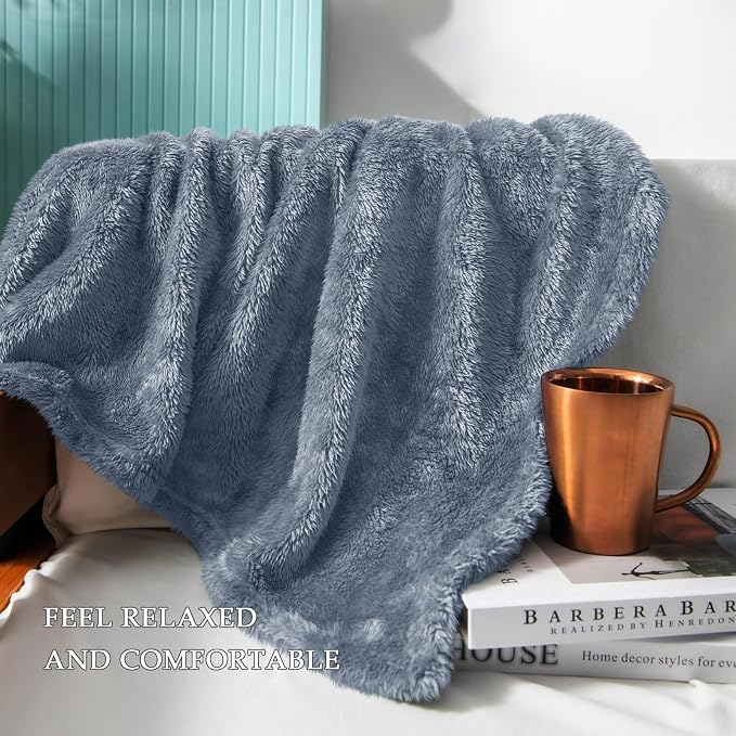 Exclusivo Mezcla Plush Fuzzy Fleece Bed Blanket Queen Size, Super Soft - Image 6