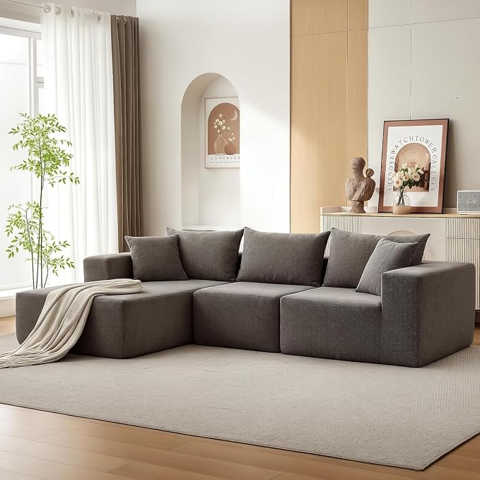 GarveeTech Corduroy Modular L Shape Sofa, Cloud Feel Compressed Sectional Couch - Image 6