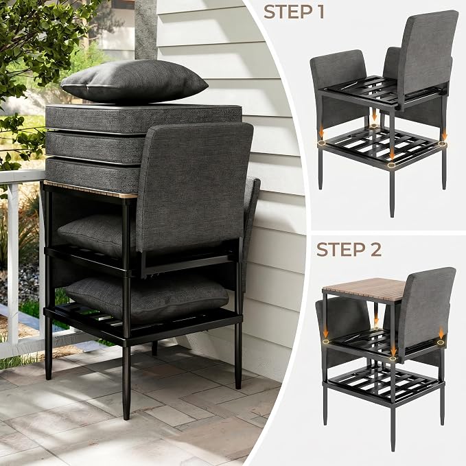 5 in 1 Modular Patio Furniture Set, 3 Piece Aluminum Convertible Outdoor - Image 8