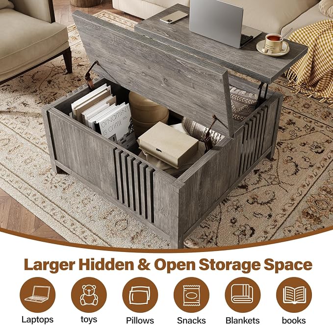 knoworld Farmhouse Lift Top Coffee Table - Image 3