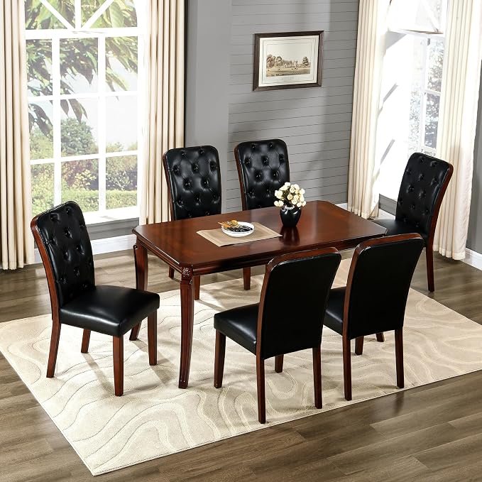 59”Farmhouse Dining Table with Carved Legs, Rectangular Kitchen Table - Image 4
