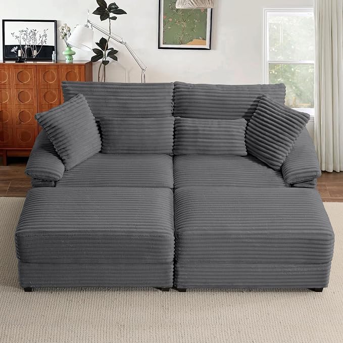 SUNWAVE 74" W Double Chaise Lounge Chair Indoor, Oversized Loveseat - Image 8