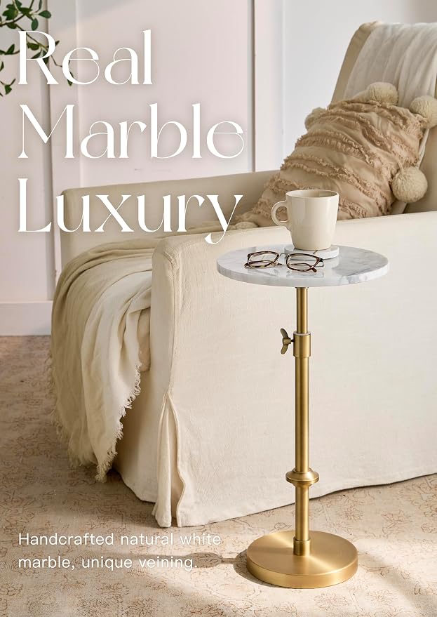 Adjustable-Height Marble Drink Table - Image 5