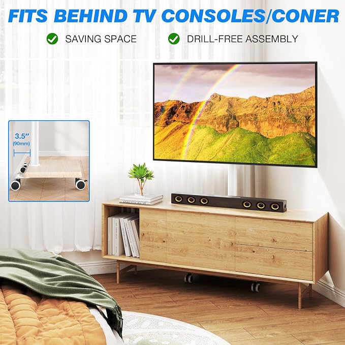Rfiver Rolling TV Stand for 32 to 55 60 Inch TVs up to 88lbs, Height Adjustable - Image 9