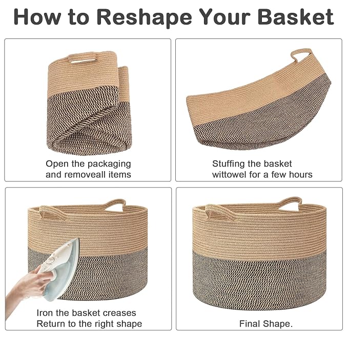 115L Extra Large Woven Cotton Rope Blanket Basket - Image 8