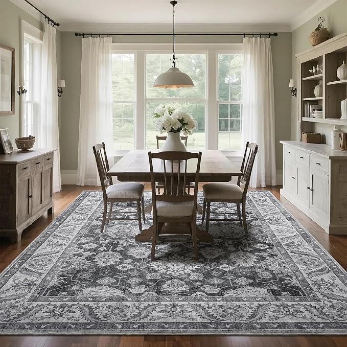 Area Rugs for Living Room, 6x9 Washable Area Rug for Bedroom, Retro Floral - Image 6