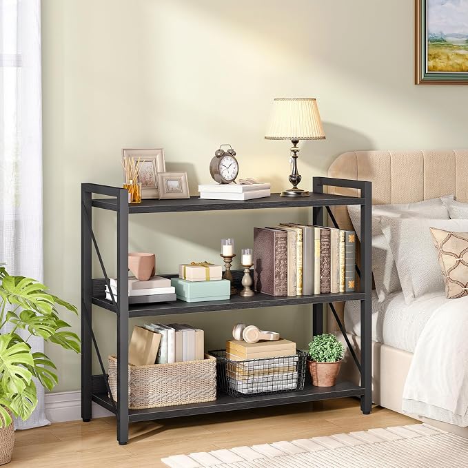 HOOBRO Bookshelf, 3-Tier Industrial Bookcase, Book Shelf Storage Organizer - Image 5