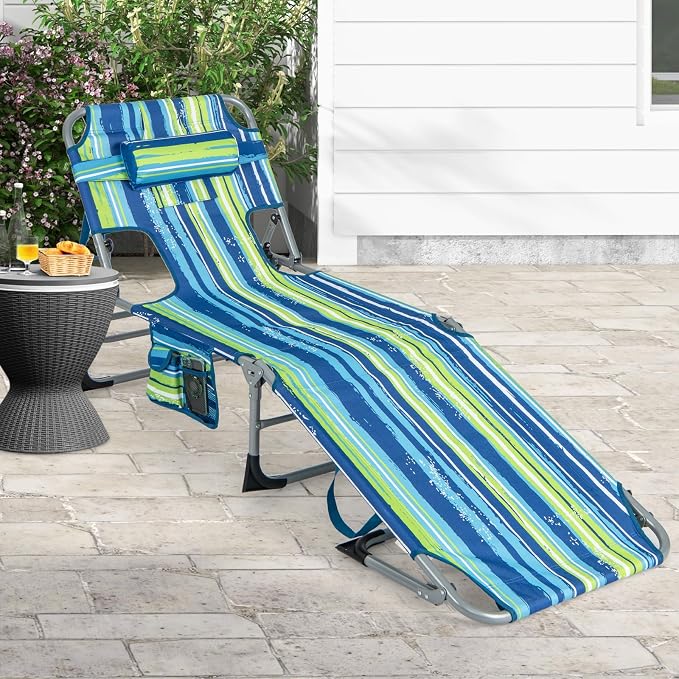 Goplus Tanning Chair, Folding Adjustable Patio Lounge Chair - Image 9