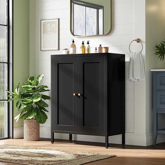 Bevivog Small Bathroom Storage Cabinet, Metal Floor Cabinets Sideboard - Image 2