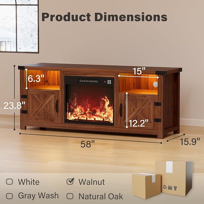 YESHOMY LED Fireplace TV Stand - Image 9