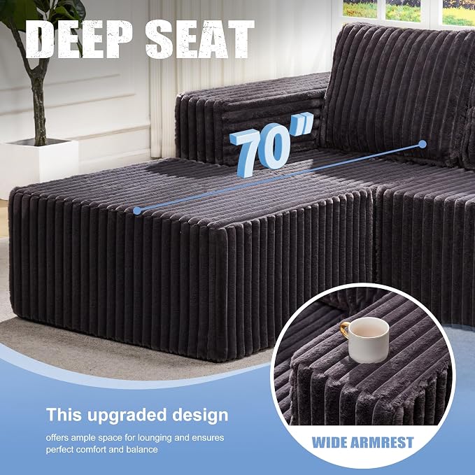 Hobestluk Modular Sectional Sofa Memory Foam Couch L Shape Sofa - Image 4