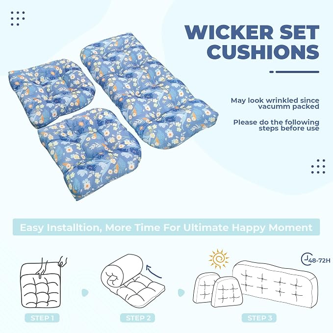 DANGHOOGY Wicker Chair Cushions, Waterproof Outdoor Loveseat Cushions - Image 6