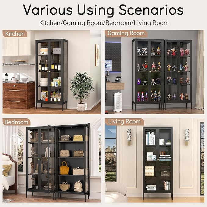 Polup Display Cabinet with 3 Side Tempered Glass, Metal Storage Cabinet & - Image 7