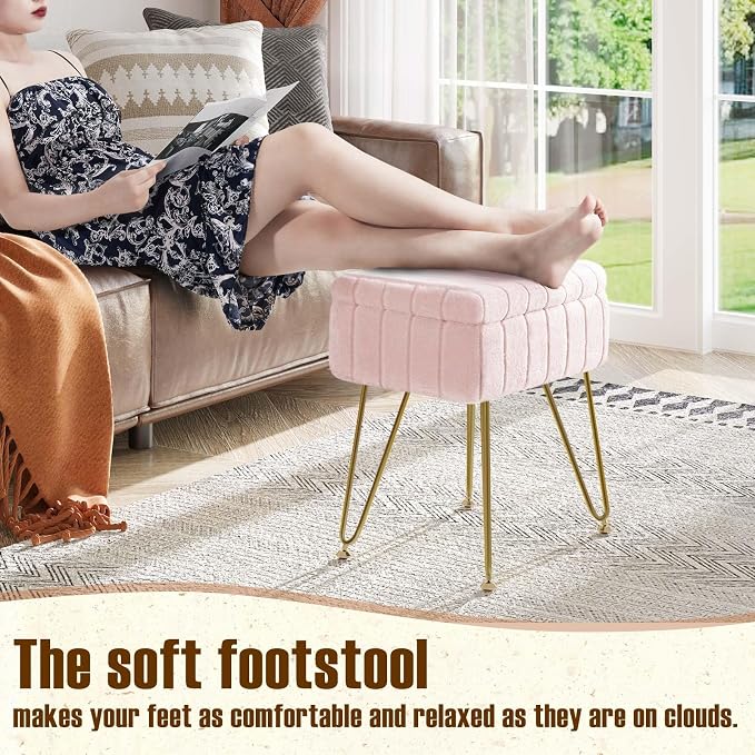 Greenstell Vanity Stool Chair Faux Fur - Image 4