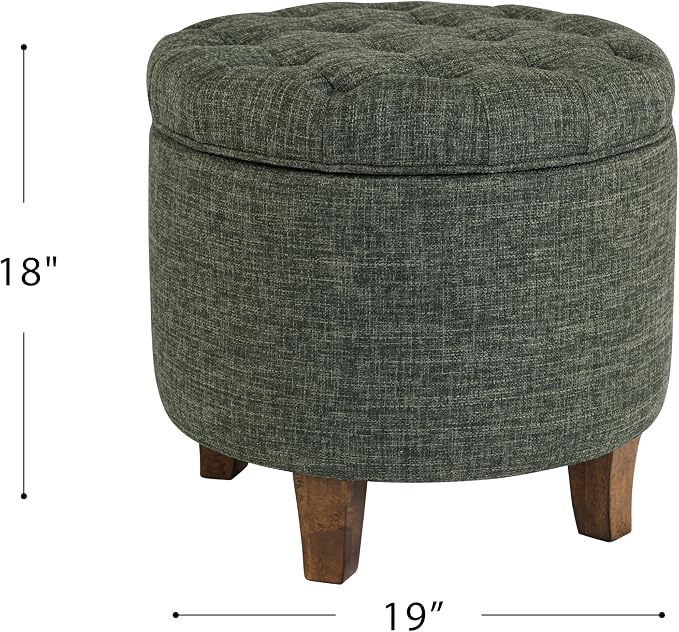 Homepop Home Decor | Upholstered Round Tufted Foot Rest Ottoman | Ottoman - Image 3