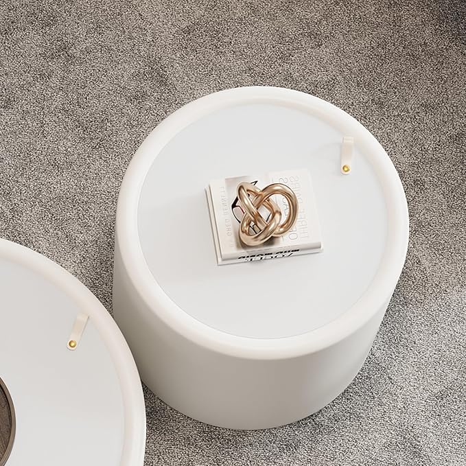 SSLine Set of 2 White Round Nesting Coffee Tables - Image 6