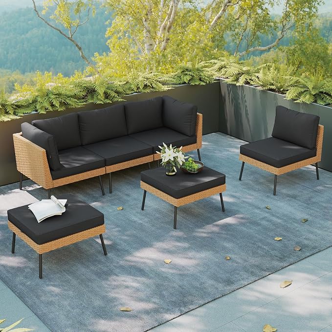 Aoxun 6 Piece Patio Furniture Set, 6 Seats Outdoor Sectional Sofas - Image 8