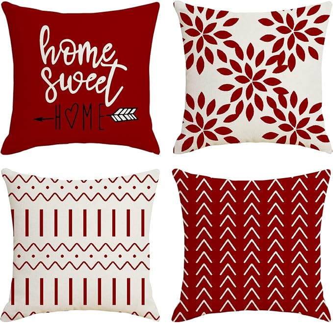 YCOLL Christmas Pillow Covers 20x20 Set of 4, Modern Sofa Throw Pillow Cover by PillowCoversExpert
