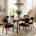 HNY Century Modern Dining Chairs Set of 6, Farmhouse PU Leather Upholstered by HNY