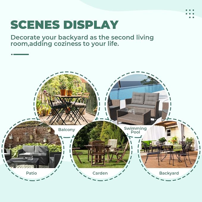 DANGHOOGY Wicker Chair Cushions, Waterproof Outdoor Loveseat Cushions - Image 7
