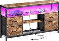 Huuger TV Stand Dresser with Power Outlets and LED Lights, 4 Drawers by Huuger