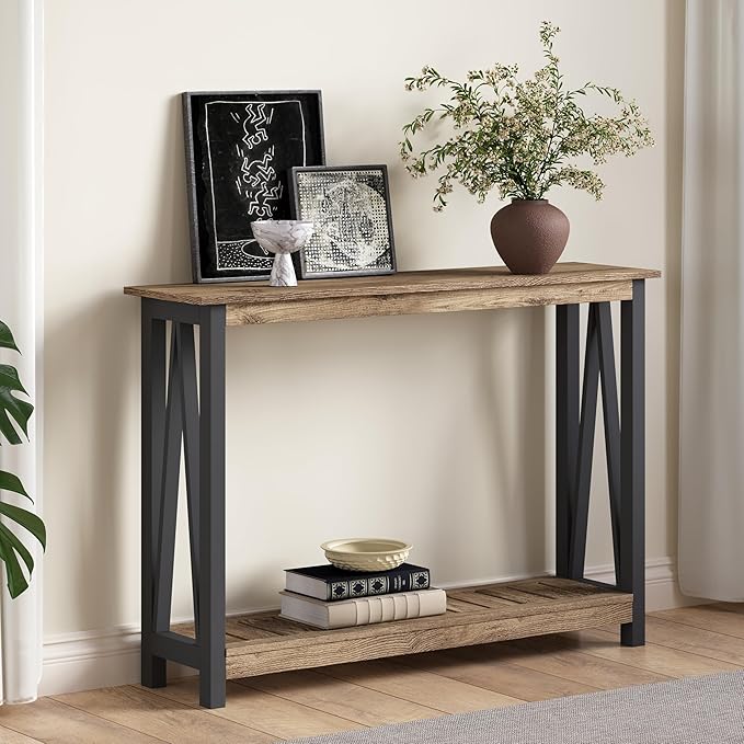 ChooChoo Farmhouse Console Table, Rustic Vintage Narrow Sofa Table - Image 3